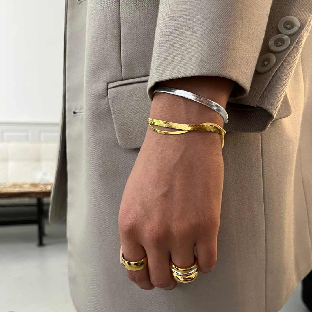 Flat Ormlenke Armbånd – 925 Sølvbelagt, 4 mm