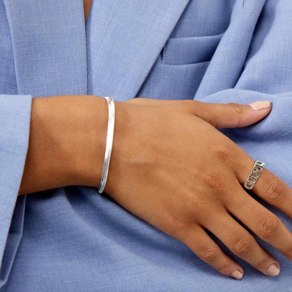 Flat Ormlenke Armbånd – 925 Sølvbelagt, 4 mm