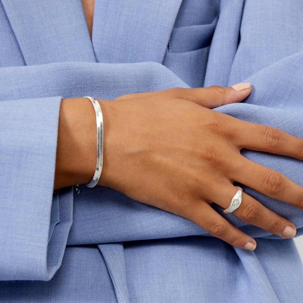 Flat Ormlenke Armbånd – 925 Sølvbelagt, 4 mm