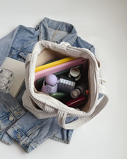 Tilda | Ribbet stoffveske med snøring