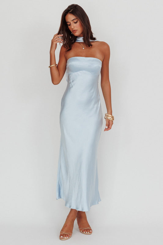 Sateng maxikjole – stroppeløs rygg