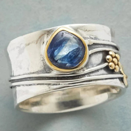 Vintage ring med blå stein