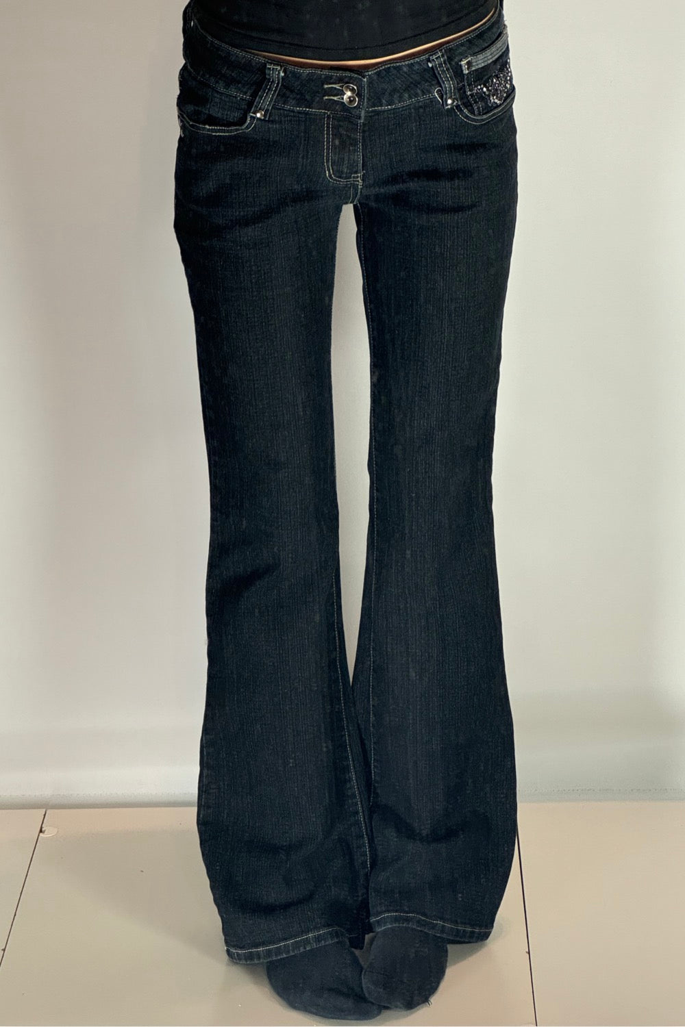 Lågmidjade jeans Mörk
