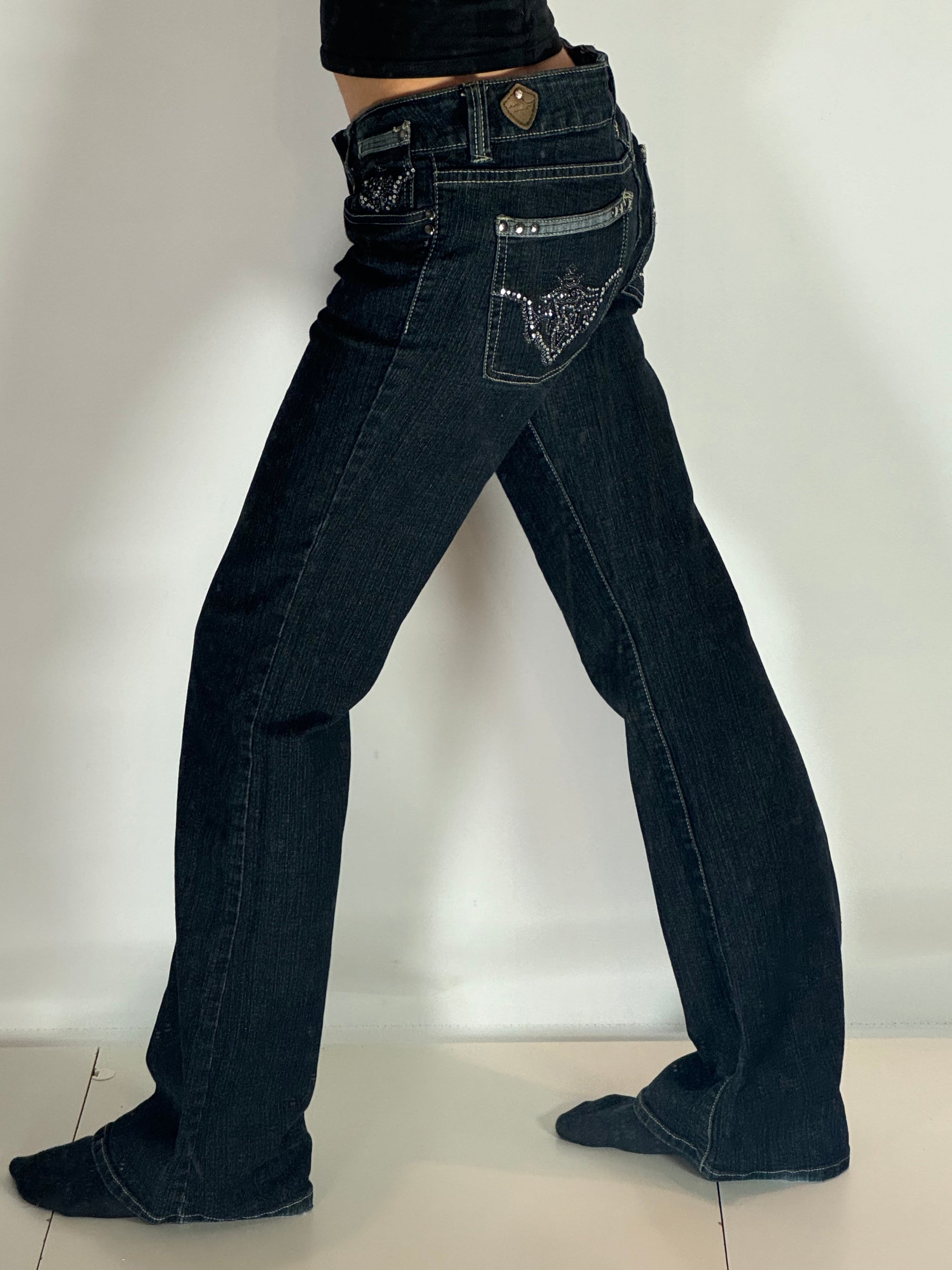 Lågmidjade jeans Mörk