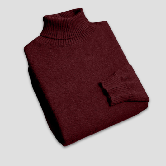 Ensfarvet høyhalset herregenser