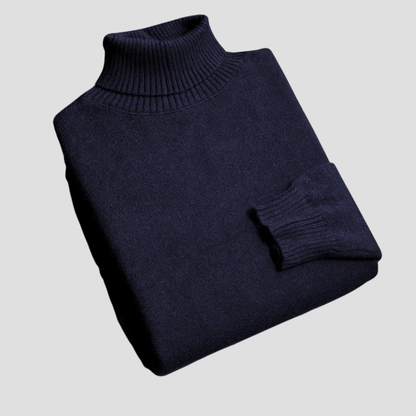 Ensfarvet høyhalset herregenser