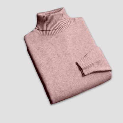 Ensfarvet høyhalset herregenser