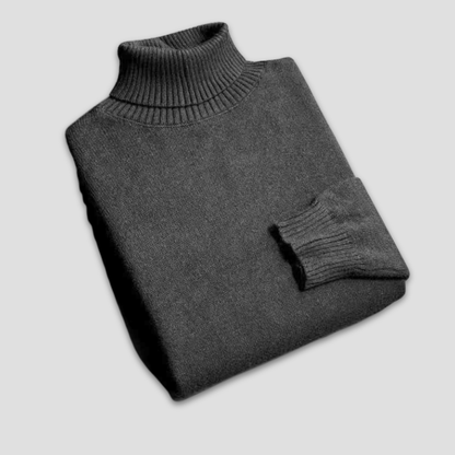 Ensfarvet høyhalset herregenser