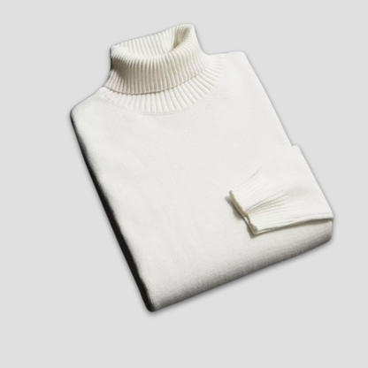 Ensfarvet høyhalset herregenser