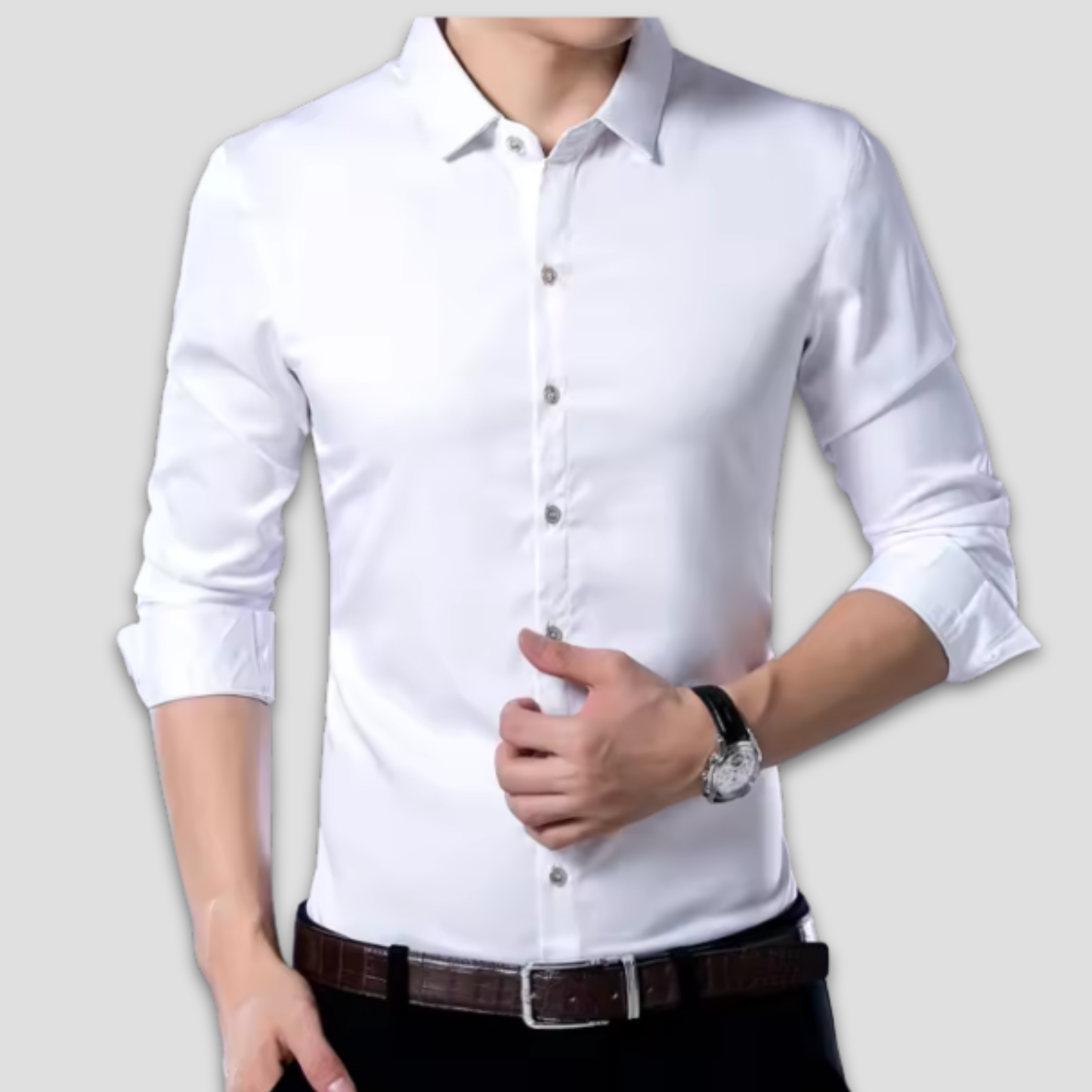 Skrynkelfri herre-longsleeve