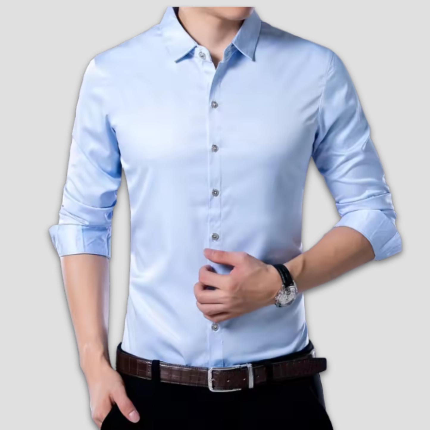 Skrynkelfri herre-longsleeve