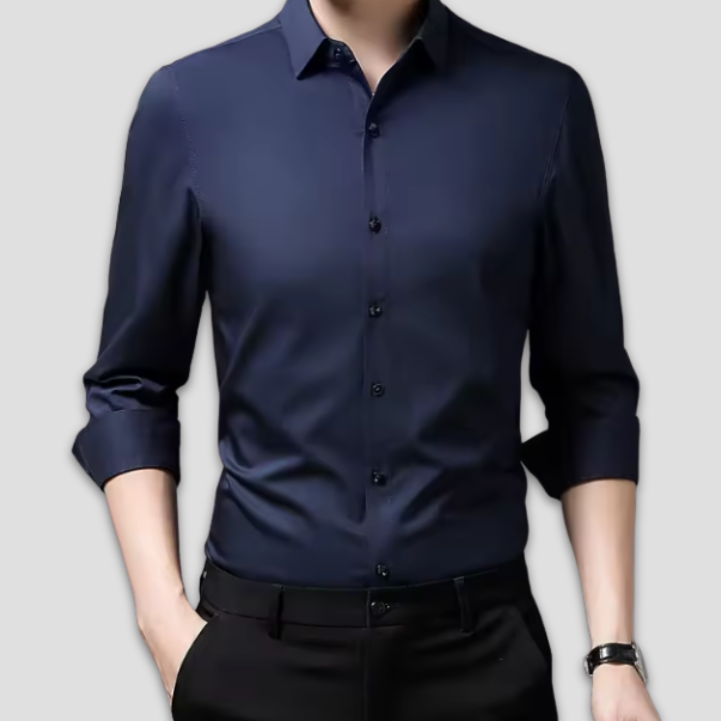 Skrynkelfri herre-longsleeve